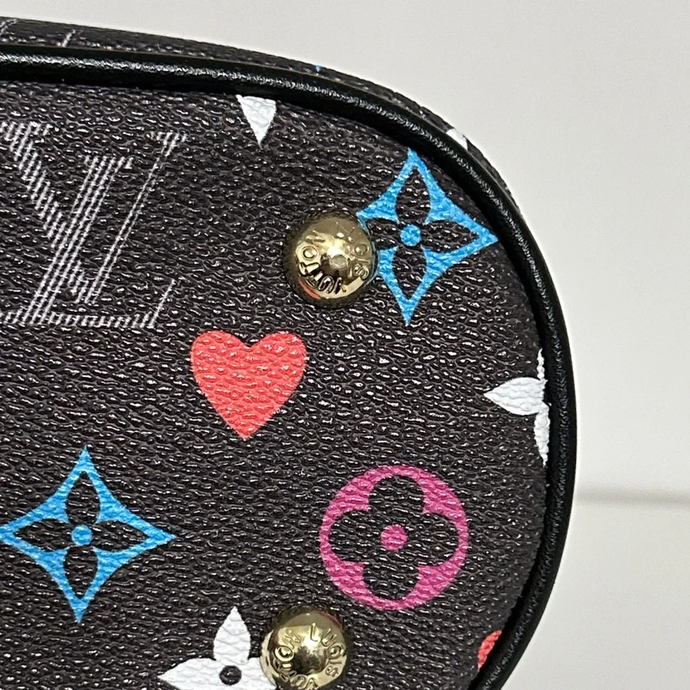 Black Multicolor Flowers Cosmetic Bag - Picture 10 of 16